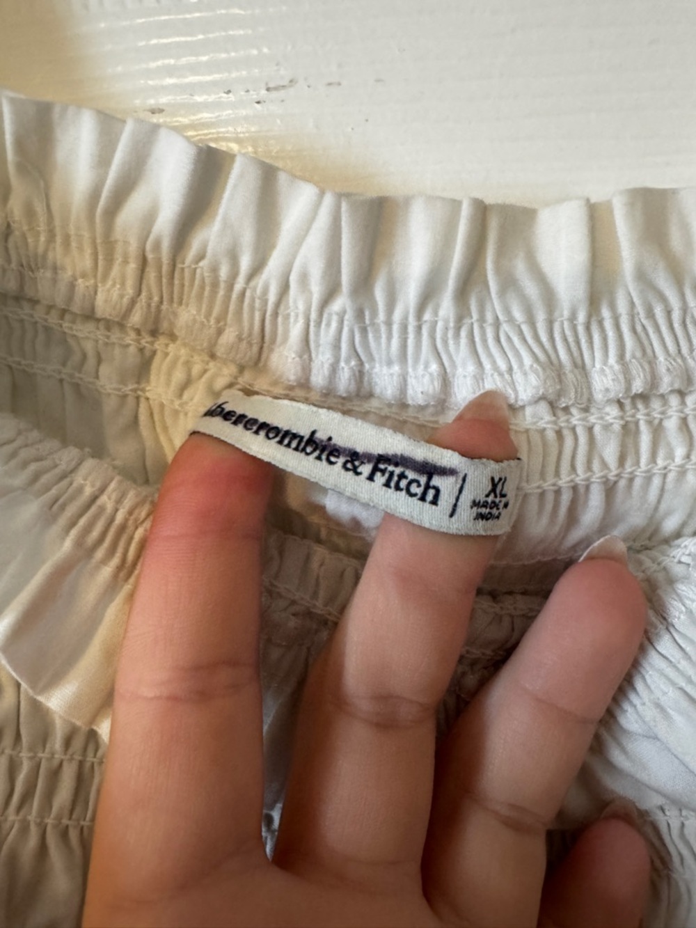 Abercrombie & Fitch White Smocked Ruffle Strap Tiered Mini Dress Size XL - Picture 2 of 6